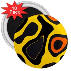 Yellow Black Orange Abstract Art Pattern 3  Magnets (10 Pack)  by SpinnyChairDesigns