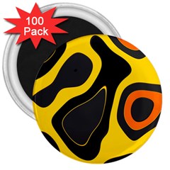 Yellow Black Orange Abstract Art Pattern 3  Magnets (100 Pack) by SpinnyChairDesigns