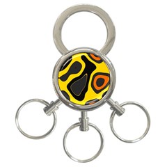 Yellow Black Orange Abstract Art Pattern 3-ring Key Chain by SpinnyChairDesigns