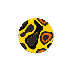 Yellow Black Orange Abstract Art Pattern Golf Ball Marker by SpinnyChairDesigns