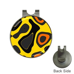 Yellow Black Orange Abstract Art Pattern Hat Clips With Golf Markers by SpinnyChairDesigns