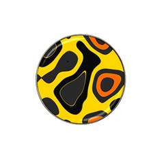 Yellow Black Orange Abstract Art Pattern Hat Clip Ball Marker by SpinnyChairDesigns