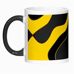 Yellow Black Orange Abstract Art Pattern Morph Mugs by SpinnyChairDesigns