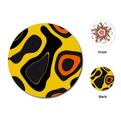 Yellow Black Orange Abstract Art Pattern Playing Cards Single Design (round) by SpinnyChairDesigns