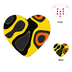 Yellow Black Orange Abstract Art Pattern Playing Cards Single Design (heart) by SpinnyChairDesigns