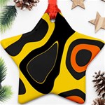 Yellow Black Orange Abstract Art Pattern Star Ornament (Two Sides) Front