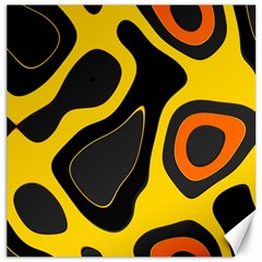 Yellow Black Orange Abstract Art Pattern Canvas 16  X 16  by SpinnyChairDesigns