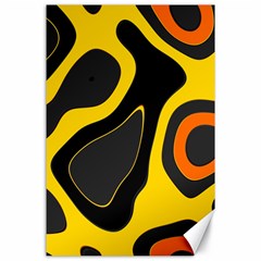 Yellow Black Orange Abstract Art Pattern Canvas 24  X 36  by SpinnyChairDesigns