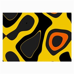 Yellow Black Orange Abstract Art Pattern Large Glasses Cloth (2 Sides) by SpinnyChairDesigns