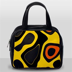 Yellow Black Orange Abstract Art Pattern Classic Handbag (one Side) by SpinnyChairDesigns