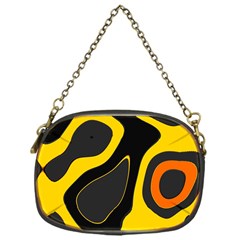 Yellow Black Orange Abstract Art Pattern Chain Purse (one Side) by SpinnyChairDesigns