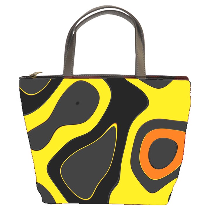 Yellow Black Orange Abstract Art Pattern Bucket Bag