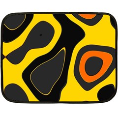 Yellow Black Orange Abstract Art Pattern Fleece Blanket (mini) by SpinnyChairDesigns