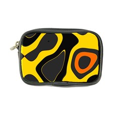 Yellow Black Orange Abstract Art Pattern Coin Purse by SpinnyChairDesigns