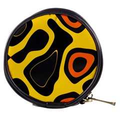 Yellow Black Orange Abstract Art Pattern Mini Makeup Bag by SpinnyChairDesigns