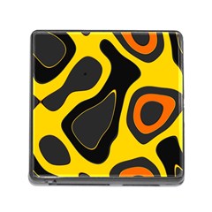 Yellow Black Orange Abstract Art Pattern Memory Card Reader (square 5 Slot) by SpinnyChairDesigns