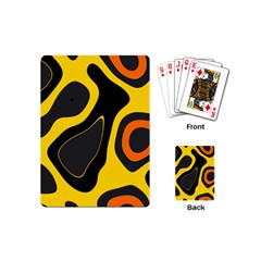 Yellow Black Orange Abstract Art Pattern Playing Cards Single Design (mini) by SpinnyChairDesigns