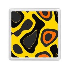 Yellow Black Orange Abstract Art Pattern Memory Card Reader (square) by SpinnyChairDesigns