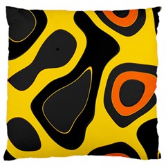 Yellow Black Orange Abstract Art Pattern Large Cushion Case (two Sides) by SpinnyChairDesigns