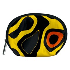 Yellow Black Orange Abstract Art Pattern Accessory Pouch (medium) by SpinnyChairDesigns