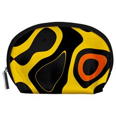 Yellow Black Orange Abstract Art Pattern Accessory Pouch (large) by SpinnyChairDesigns