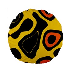 Yellow Black Orange Abstract Art Pattern Standard 15  Premium Flano Round Cushions by SpinnyChairDesigns