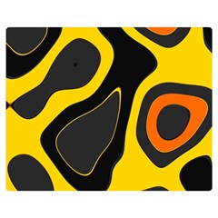 Yellow Black Orange Abstract Art Pattern Double Sided Flano Blanket (medium)  by SpinnyChairDesigns