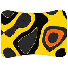 Yellow Black Orange Abstract Art Pattern Velour Seat Head Rest Cushion by SpinnyChairDesigns