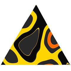 Yellow Black Orange Abstract Art Pattern Wooden Puzzle Triangle by SpinnyChairDesigns