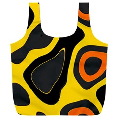 Yellow Black Orange Abstract Art Pattern Full Print Recycle Bag (xxxl) by SpinnyChairDesigns