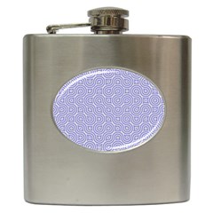 Royal Purple Grey And White Truchet Pattern Hip Flask (6 Oz) by SpinnyChairDesigns