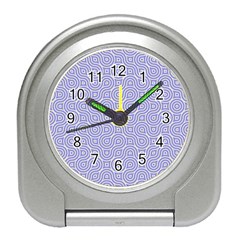 Royal Purple Grey And White Truchet Pattern Travel Alarm Clock by SpinnyChairDesigns