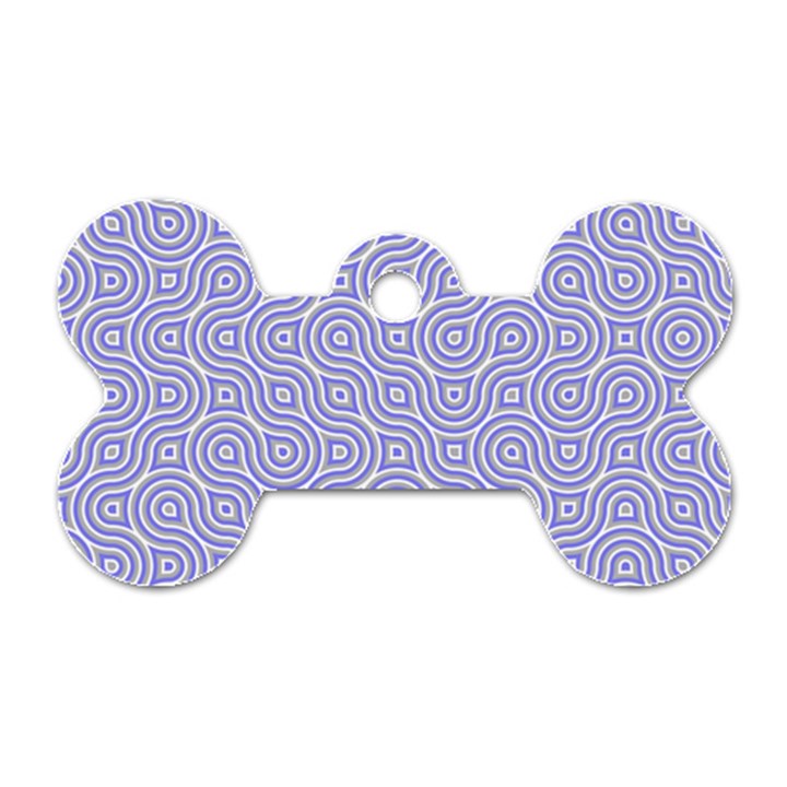 Royal Purple Grey and White Truchet Pattern Dog Tag Bone (One Side)