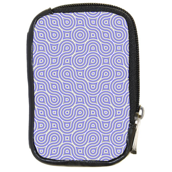 Royal Purple Grey and White Truchet Pattern Compact Camera Leather Case