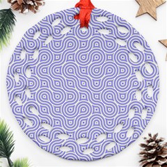 Royal Purple Grey And White Truchet Pattern Round Filigree Ornament (two Sides) by SpinnyChairDesigns