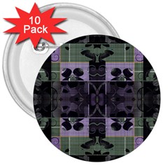 Chive Purple Black Abstract Art Pattern 3  Buttons (10 Pack)  by SpinnyChairDesigns