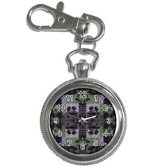 Chive Purple Black Abstract Art Pattern Key Chain Watches by SpinnyChairDesigns