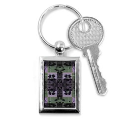 Chive Purple Black Abstract Art Pattern Key Chain (rectangle) by SpinnyChairDesigns