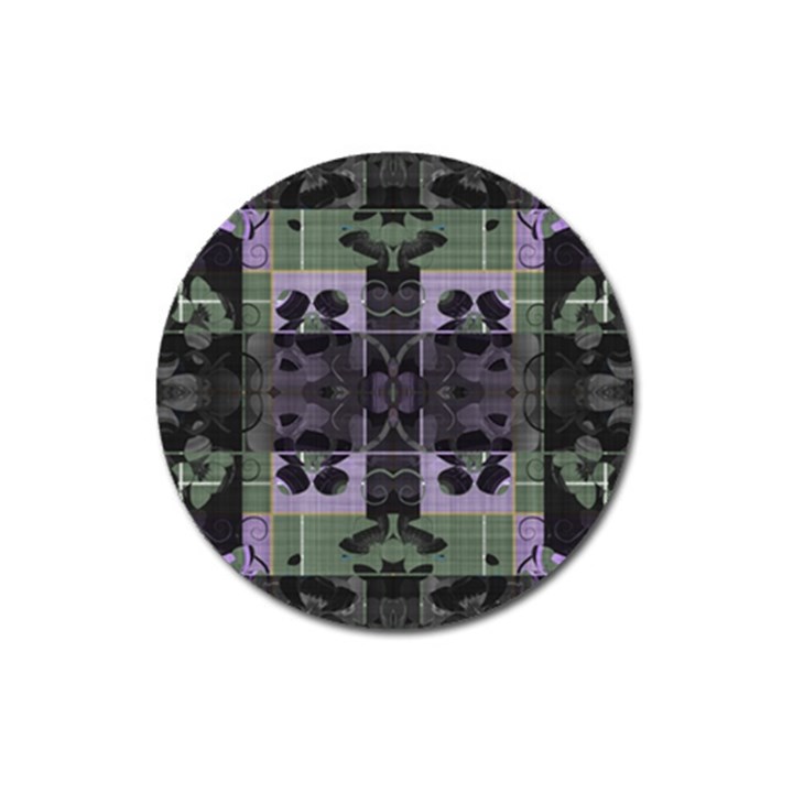 Chive Purple Black Abstract Art Pattern Magnet 3  (Round)