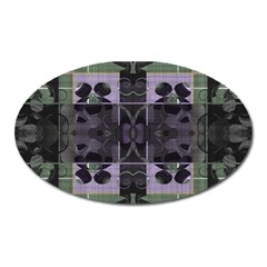 Chive Purple Black Abstract Art Pattern Oval Magnet by SpinnyChairDesigns