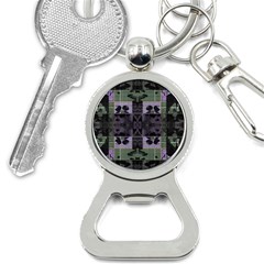 Chive Purple Black Abstract Art Pattern Bottle Opener Key Chain by SpinnyChairDesigns