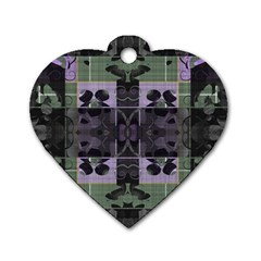 Chive Purple Black Abstract Art Pattern Dog Tag Heart (one Side) by SpinnyChairDesigns