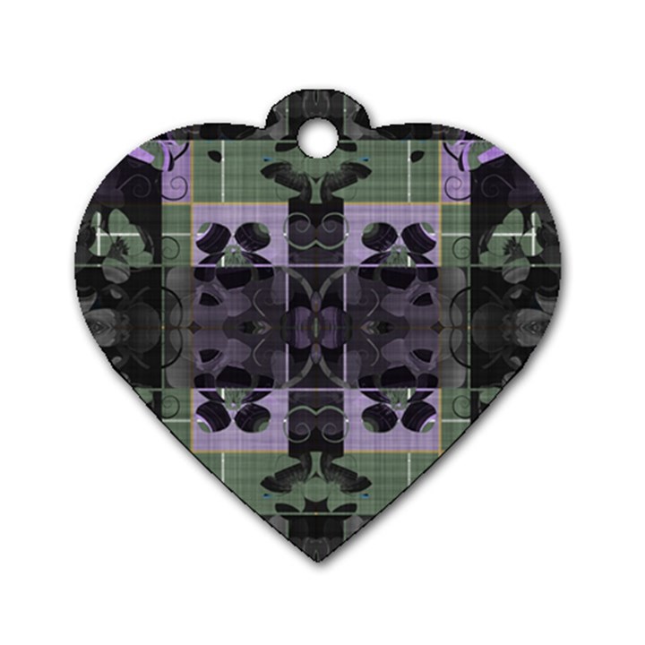 Chive Purple Black Abstract Art Pattern Dog Tag Heart (Two Sides)