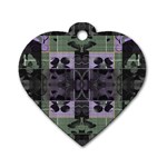 Chive Purple Black Abstract Art Pattern Dog Tag Heart (Two Sides) Back