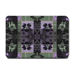 Chive Purple Black Abstract Art Pattern Small Doormat  by SpinnyChairDesigns