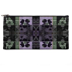 Chive Purple Black Abstract Art Pattern Pencil Case by SpinnyChairDesigns