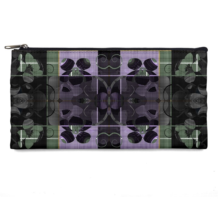 Chive Purple Black Abstract Art Pattern Pencil Case