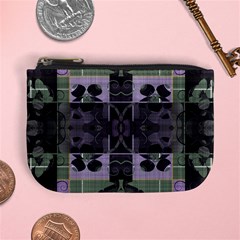 Chive Purple Black Abstract Art Pattern Mini Coin Purse by SpinnyChairDesigns