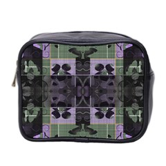 Chive Purple Black Abstract Art Pattern Mini Toiletries Bag (two Sides) by SpinnyChairDesigns