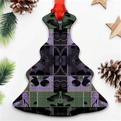 Chive Purple Black Abstract Art Pattern Christmas Tree Ornament (two Sides) by SpinnyChairDesigns